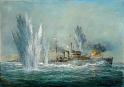 A HMS Exeter részt vesz a Graf Spee-ben a River Plate-i csatában, 2009 alkotó: Richard Willis