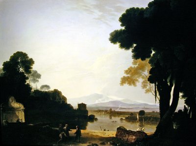 Kilátás lefelé a Tiberisben Bernini Aediculájával a bal oldalon (olaj, vászon) alkotó: Richard Wilson