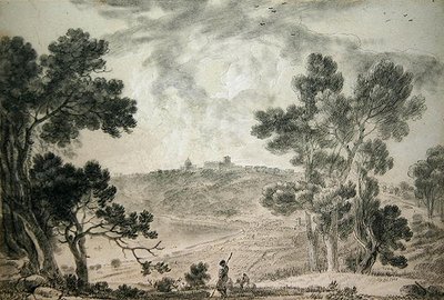 Castel Gandolfo (fekete kréta papíron) alkotó: Richard Wilson