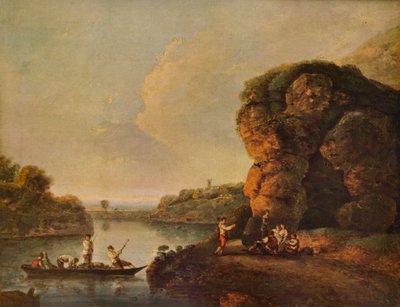Táj, folyóval és csónakokkal, c1758, 1938 alkotó: Richard Wilson