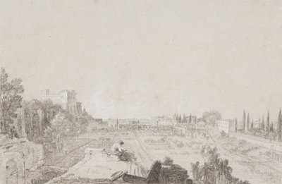A Flóra Cirkusza, Roma (ceruza fehér kiemeléssel a papíron) alkotó: Richard Wilson