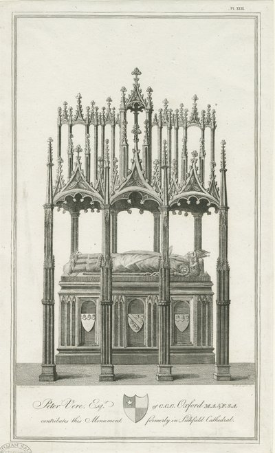 Lichfield katedrális – Blythe püspök emlékműve: metszet, nd [1762-1798] (nyomtatás) alkotó: Richard Woollett Basire