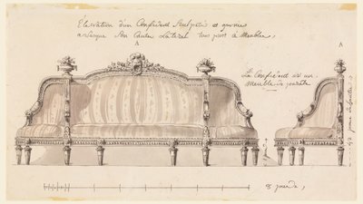 Rajz, tervezet egy magabiztoshoz, 1780 körül. alkotó: Richard de Lalonde