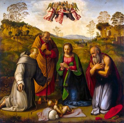 Szűzanya gyermekével és Szent Ferenc és Jeromos”, 1510-es évek. alkotó: Ridolfo Ghirlandaio