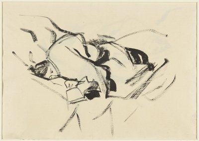 Fekvő nő, párnában, könyvvel alkotó: Rik Wouters