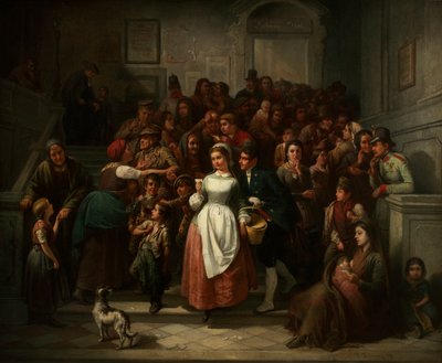 A lottósorsolás után, 1859. alkotó: Ritter von Malheim Friedländer Friedrich
