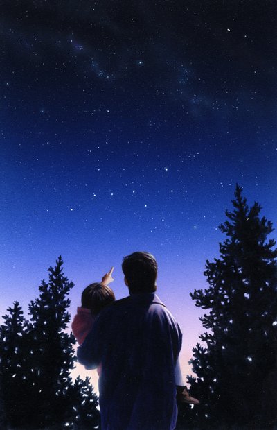 Apa és lánya, 2002 (akril, tábla) alkotó: Rob Wood