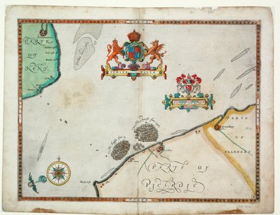 Dover és Sandwich, Blacknerse és Gravelines között - A spanyol armada és az angol flotta Calais-nál, 1590 körül (kézirat) alkotó: Robert (after) Adams