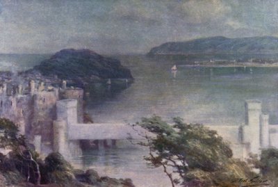 Conway Benarthból, kora reggel (színes litográfia) alkotó: Robert (after) Fowler