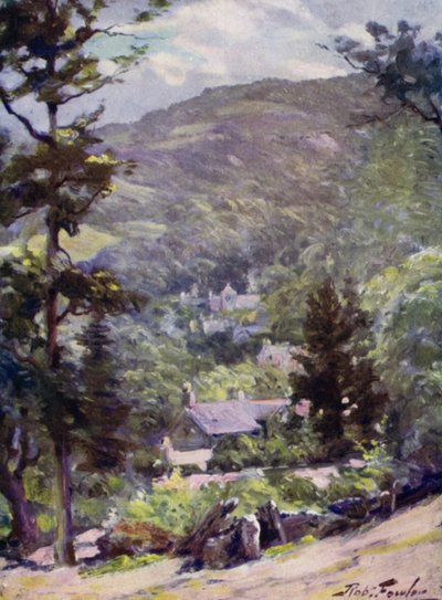 Bettws-y-Coed távoli látképe (színes litográfia) alkotó: Robert (after) Fowler