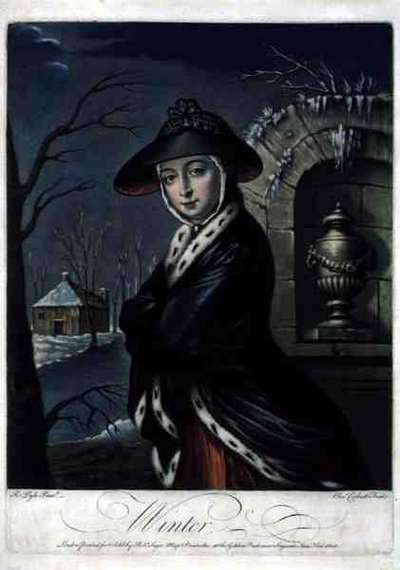 Winter, metszette C. Corbutt (Richard Purcell) (fl.1746-66), pub. Robert Sayer, 1760 körül (mezzotinta metszet) (lásd még: 125558 és 125560-62) alkotó: Robert (after) Pyle