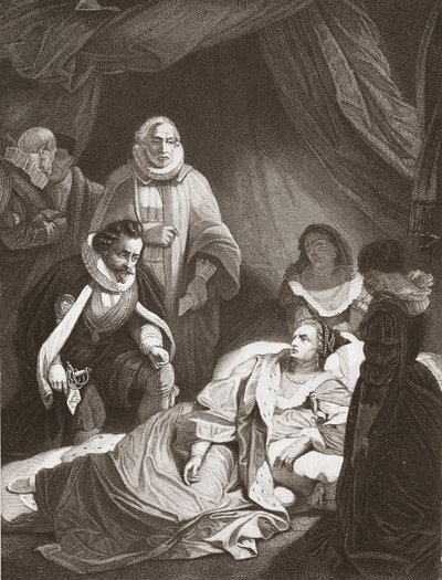 Erzsébet királynő utolsó órái (litho) alkotó: Robert (after) Smirke