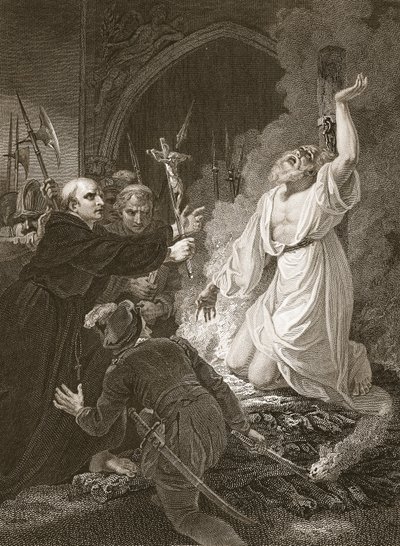 Cranmer érsek vértanúsága, W. Bromley metszete, illusztráció David Hume 