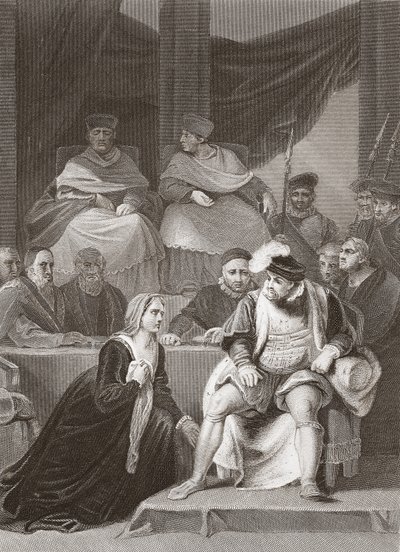 Henrik házasságának tárgyalása, A.H. Payne metszete (litho) alkotó: Robert (after) Smirke