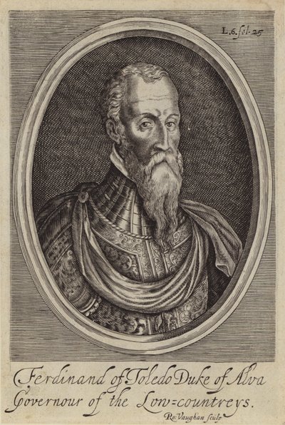 Fernando Alvarez de Toledo, Alba 3. hercege, spanyol tábornok és Spanyol Hollandia kormányzója (metszet) alkotó: Robert (after) Vaughan