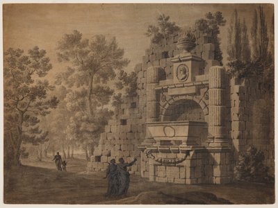 Capriccio antik alakokkal romos klasszikus emlékművek között alkotó: Robert Adam