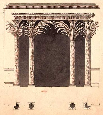 Alkóv kialakítása (toll, tinta és mosás) alkotó: Robert Adam