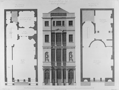 A brit kávéház emeletének metszete, Robert Blyth metszete, 1778 alkotó: Robert Adam