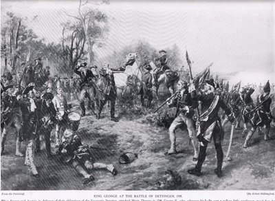 II. György Dettingenben, illusztráció a Hutchinson történetéből a brit nemzetről alkotó: Robert Alexander Hillingford