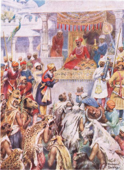 Dzsahan kán megmutatja Akbarnak hercegi foglyait (színes litó) alkotó: Robert Ambrose Dudley