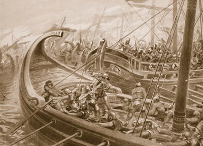 A Phocaen flotta legyőzi a karthágóiakat, illusztráció a Hutchinson