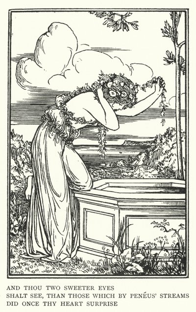 És te két édesebb szemet fogsz látni, mint azok, amelyek a Peneus patakoknál egyszer meglepték a szívedet (litho) alkotó: Robert Anning Bell