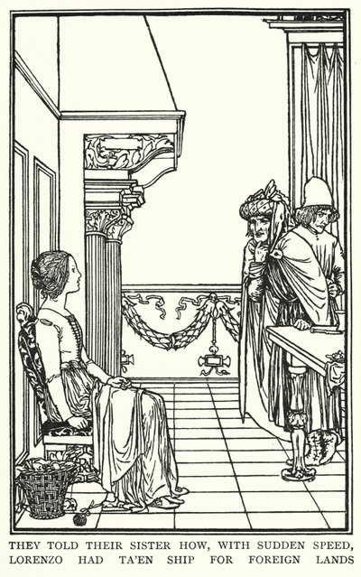Illusztráció John Keats verseihez: Isabella vagy A bazsalikom edénye (litho) alkotó: Robert Anning Bell