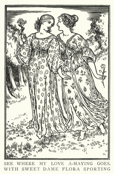Nézze meg, hová megy szerelmem, a-maying, édes Flora sporting (litho) nővel alkotó: Robert Anning Bell