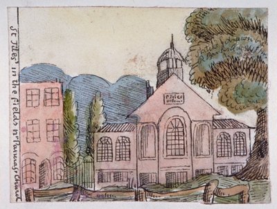 St Giles in the Fields templom, St Pancras, London, 1814. alkotó: Robert Banks