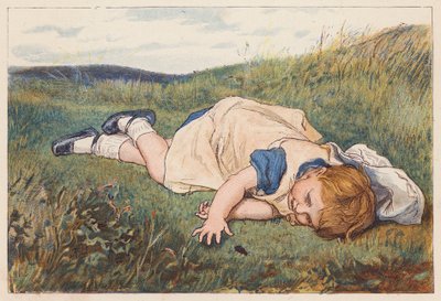 Egy bogár által lenyűgözött lány (színes litográfia) alkotó: Robert Barnes