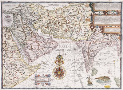 Kelet-Afrika, Arábia és India térképe, 1598 alkotó: Robert Beckit