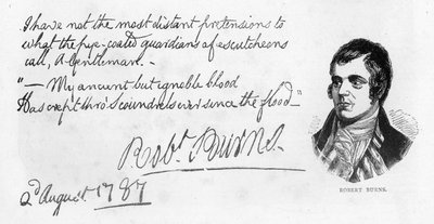 Robert Burns kézírása és aláírása, 1787 alkotó: Robert Burns