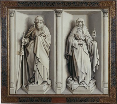 Mária és József házassága. Fordított alkotó: Robert Campin