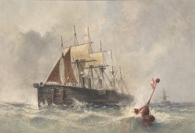 A bója vízre bocsátása a Nagy Kelet orrából 1865. augusztus 8-án, 1865-66. alkotó: Robert Charles Dudley