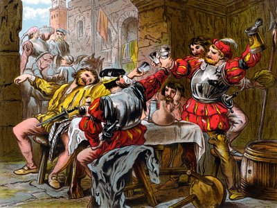"Let me the Canakin Clink" Othello Act II. jelenet II. (színes kőnyomat) alkotó: Robert Charles Dudley