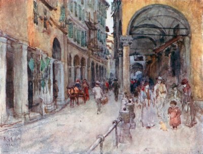 Utcai tanulmány Pisában (színes litográfia) alkotó: Robert Charles Goff