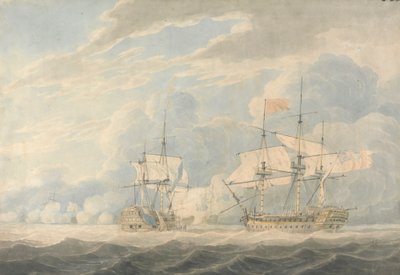 A De Winter admirális vezette holland admirális leüti zászlaját Onslow angol admirálisnak, Duncan admirális vezetésével a camperdowni csatában, 1797. október 11-én. alkotó: Robert Cleveley