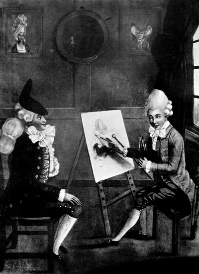 A makarónifestő, vagy Billy Dimple a képéhez ül, 1770 alkotó: Robert Dighton
