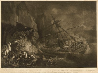 A Kelet-indiai Társaság "Halsewell" nevű hajójának elvesztése 1786. január 5-6-án éjjel, 1786 körül (aquatinta, metszet) alkotó: Robert Dodd