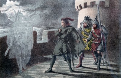 Hamlet látja apja kísértetét az Elsinore kastély bástyáin alkotó: Robert Dudley