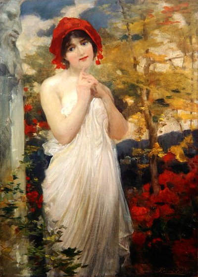 Lány pipacsokkal (olaj, vászon) alkotó: Robert Fowler