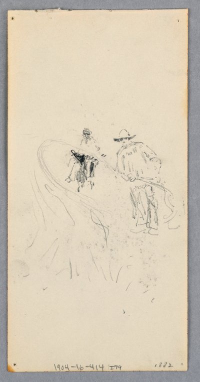 Rajz, külső fal: Két figura és azonosítatlan vonalak (hátoldal), 1882. alkotó: Robert Frederick Blum