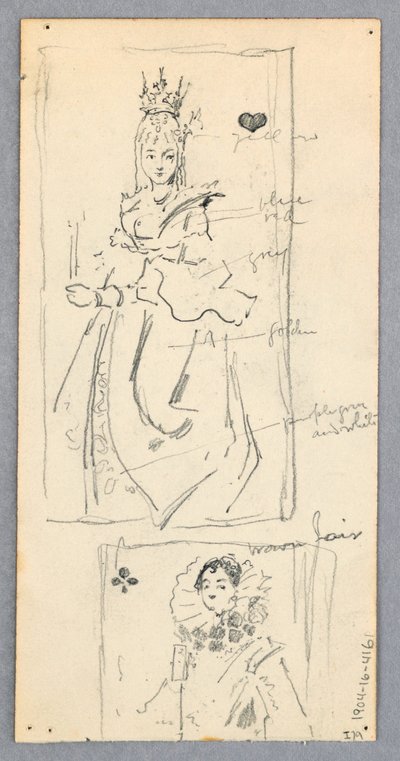 Rajz, Utcai jelenet, Olaszország (recto); Két keretbe foglalt nézet nőkről játékkártyákon (verso), 1882 alkotó: Robert Frederick Blum