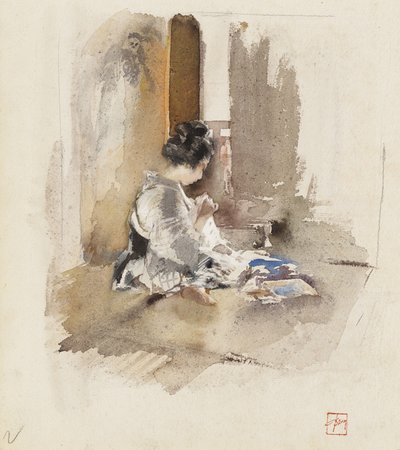 Japán lányvarrás, 1890 alkotó: Robert Frederick Blum