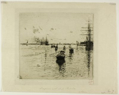 Lagune gőzhajókkal és gondolákkal, Velence alkotó: Robert Frederick Blum