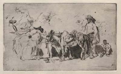 Férfiak és szamarak, Róma, 1880. alkotó: Robert Frederick Blum