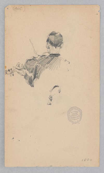 Hegedűn játszó zenész alkotó: Robert Frederick Blum