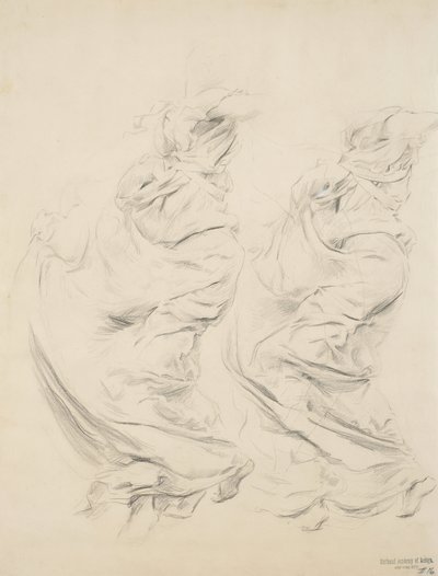 Vázlat drapériáról, valószínűleg a Moods to Music falfestményhez, 1893-95 (grafit és sárga ceruza szőtt papíron) alkotó: Robert Frederick Blum