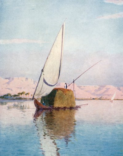 Tibbin hajó a Níluson (színes litográfia) alkotó: Robert George Talbot Kelly