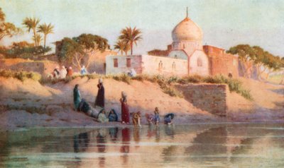 Shinbab falu a Nílus alsó folyásánál (színes lithó) alkotó: Robert George Talbot Kelly